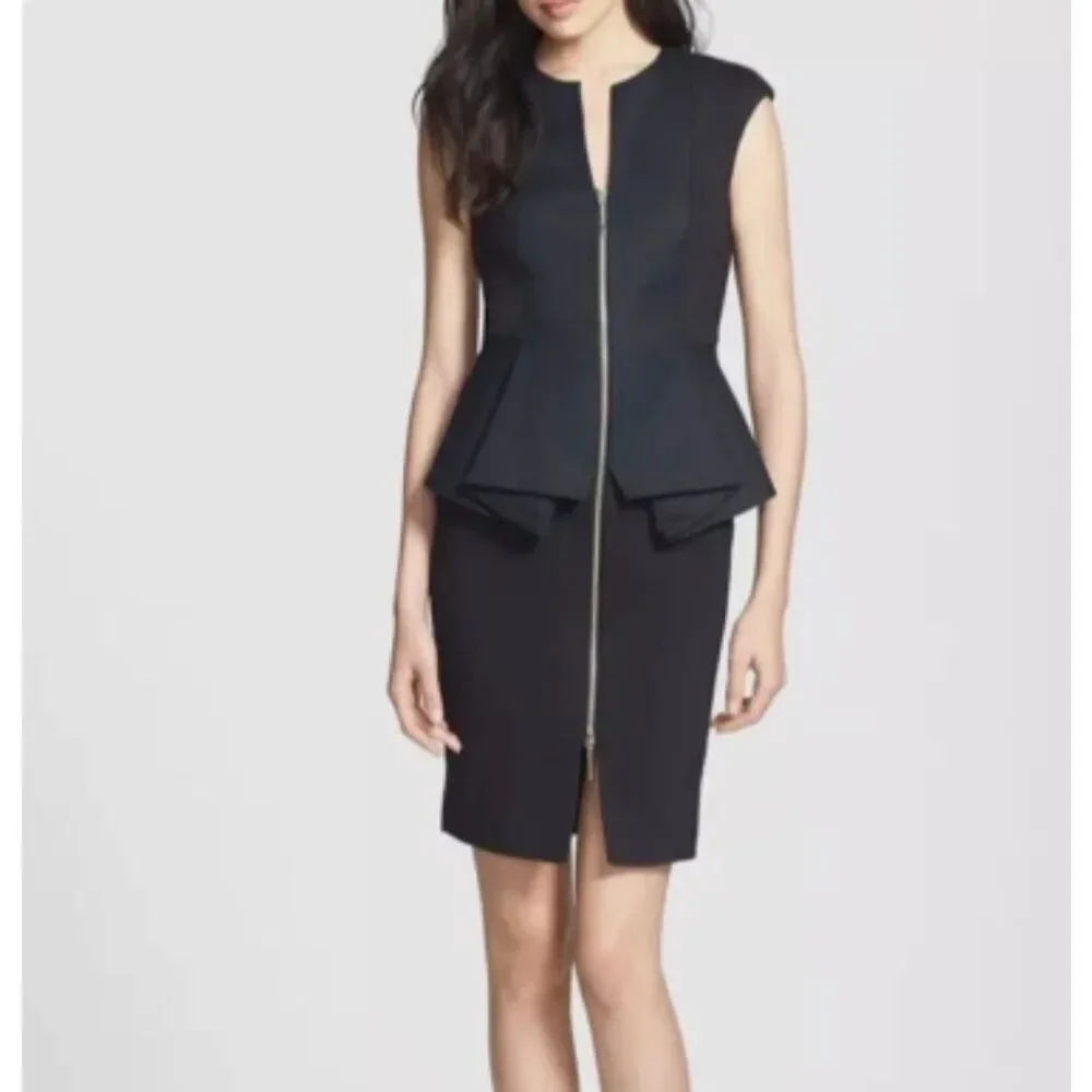 Ted Baker London Jumana textured‎ peplum zip-front sheath dress